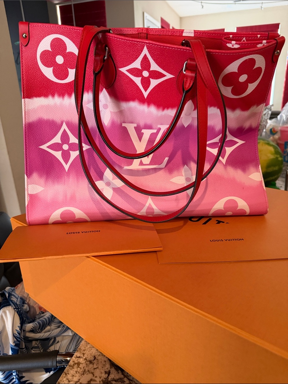 Louis Vuitton Pink & Red Gradient Monogram Tote